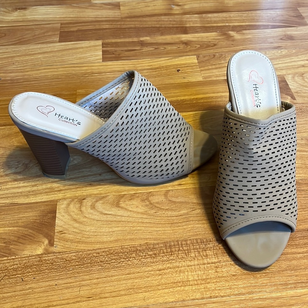 Tan Mules.slightly worn